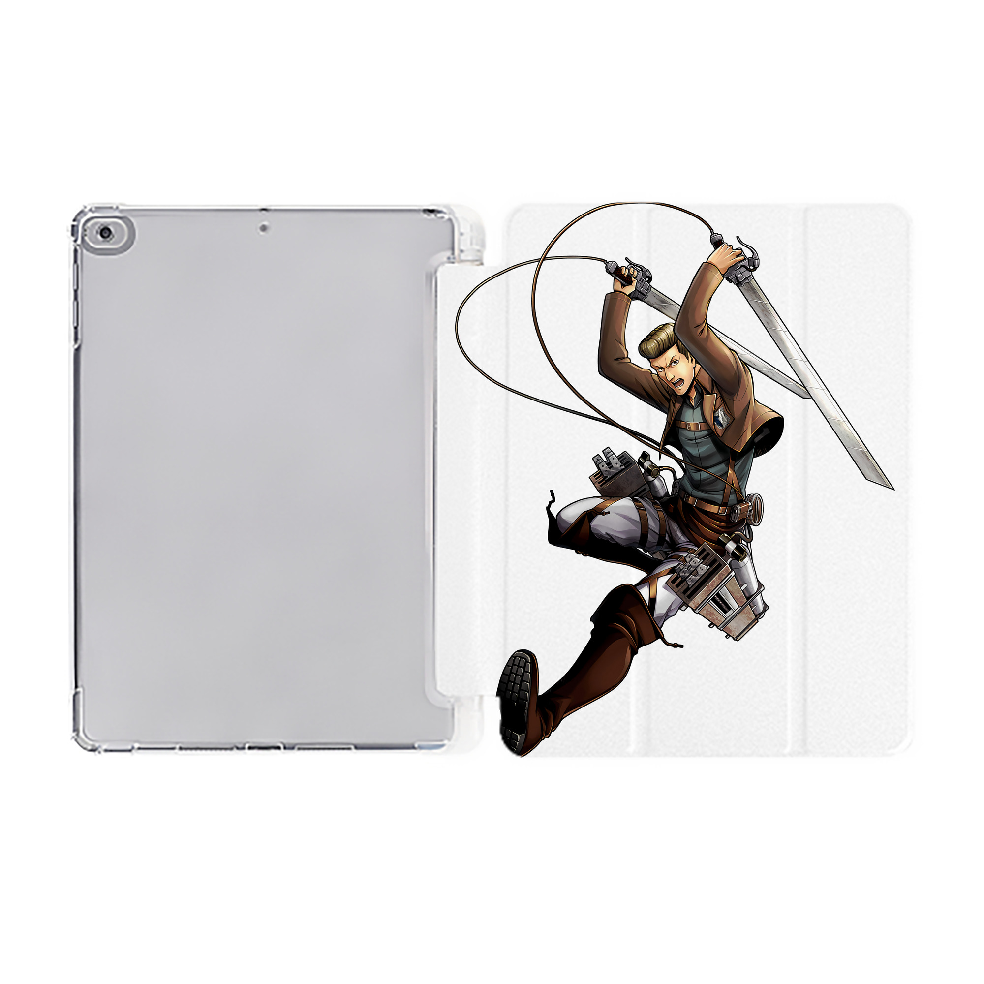 （画像用） 進撃の巨人 Attack on Titan IPad ケース ペン収納付き 三つ折りスタンド PUレザー×シリコン 対応機種9.5/10.5/10.9インチ